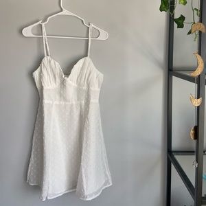 White Dotted Dress with Pleated Bust